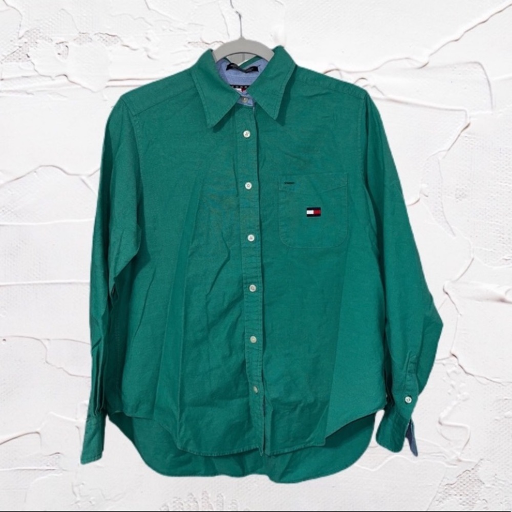 Vintage Tommy Hilfiger | Oversized Green Button Down Shirt